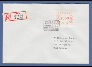 Norwegen 1980 FRAMA-ATM Mi.-Nr. 2.2b Wert 1350 auf R-LDC O OSLO'86 15.10.86 -> D