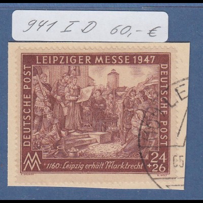 Alliierte Besetzung Leipziger Messe 1947 Mi.-Nr. 941 I D gest. geprüft Schlegel