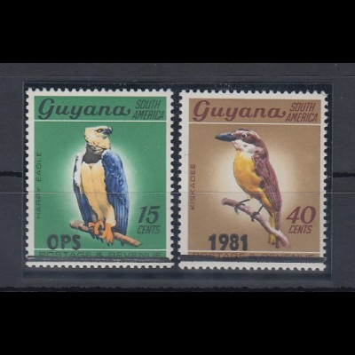 Guyana Tiere Vögel Aufdruckmarken u.a. Mi.-Nr. 634 **