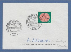 Erich Süßenberger Präsident des Deutschen Wetterdienstes original-Autogramm 1973