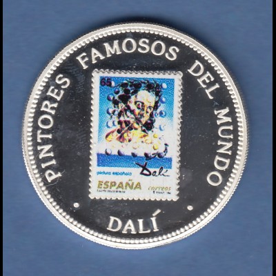 Äquatorial-Guinea 1994 Münze 7000 FR. Salvador Dalí coloriert Silber 999