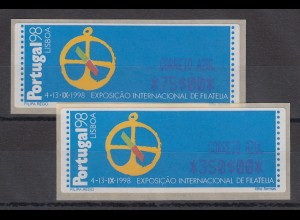 Portugal 1997 ATM PORTUGAL'98 Mi.-Nr. 17.1 Z2 Satz AZUL 75-350 ** 