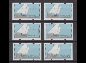 Portugal 1992 ATM Caravelle Lot 6 verschiedene 0-Drucke ** ANSEHEN ! 