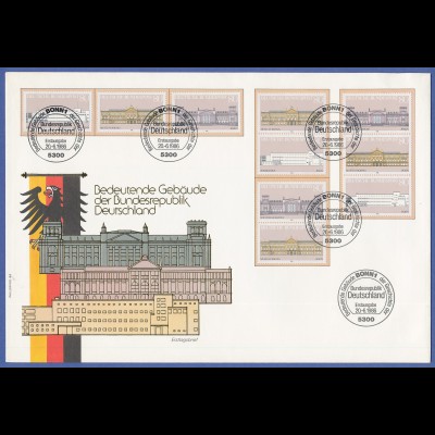 Bundesrepublik 1986 Einzelmarken Mi.-Nr. 1287-89 und ZSD aus Block 20 auf FDC