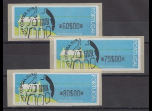 Portugal 1991 ATM Espigueiro Mi.-Nr. 3 Serie 3 Werte 60-75-80 mit ET-O Coimbra