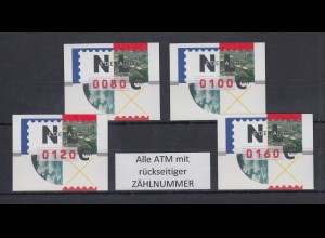 Niederlande ATM Mi.-Nr. 2.2 Typ NAGLER Satz 80-100-120-160 **, alle mit ZN