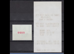 Niederlande ATM Mi.-Nr. 2.2 Typ NAGLER Gummidruck Wertstufe 0005 `** 