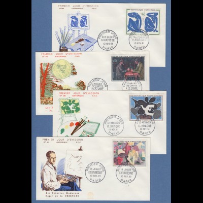 Frankreich 1961 Braque, Matisse, Cezanne, Fresnaye Mi.-Nr. 1372-75 auf 4 FDC 