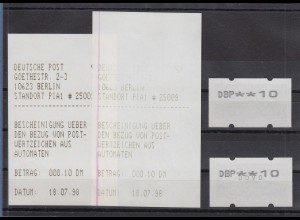 ATM Sanssouci Nagler-Nadeldruck Mi-Nr 2.2.1 aus Pia-Olivetti, 2 Gummidrucke **