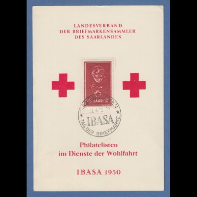 Saarland 1950 Mi.-Nr. 292 echt gelaufen auf Rotkreuz-Postkarte