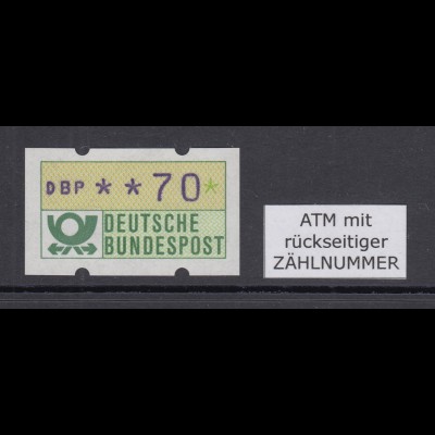 ATM Blaue Münchner Abart mit blauviolettem Werteindruck Wert 70Pfg mit Nr. **