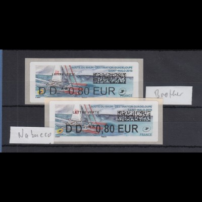 Frankreich 2018 ATM Route du Rhum Wert DD 0,80 EUR in 2 Typen ** 