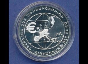 10-€-Gedenkmünze PP, Euro-Einführung 2002, Polierte Platte, Spiegelglanz