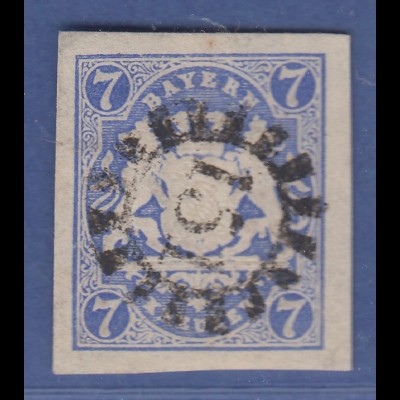Bayern Wappen 7 Kreuzer blau Mi.-Nr. 21 mit GMR 151 Geiselhöring