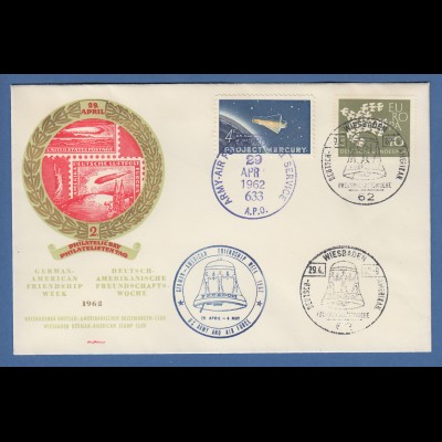 Deutsch-Amerikanische Freundschaftswoche 1962 Beleg Briefmarken-Club Wiesbaden