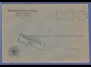 Dienstbrief Reichsarbeitsverwaltung Berlin 1927 gelaufen nach Weimar