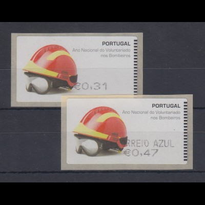 Portugal 2008 ATM Feuerwehr-Helm SMD Mi.-Nr. 62.1e Werte 31 und AZUL47 **