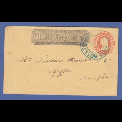 USA ca. 1860 Ganzsachen-Umschlag Wells Fargo & Co. San Francisco