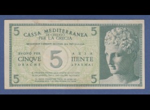Banknote Italien 1941 cassa mediterranea di credito per la grecia zu 5 dracme