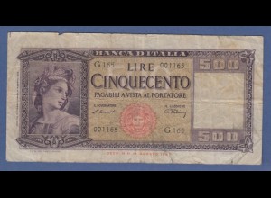 Banknote Italien 500 Lire 1947 gebr. Erhaltung III