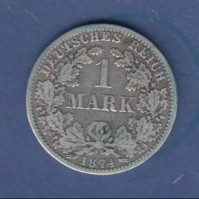 Deutsches Kaiserreich Silberne Kursmünze 1 Mark A 1874 m. Patina