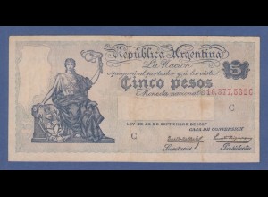 Banknote Argentinien 5 Pesos 1897