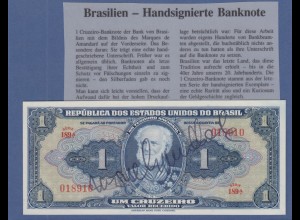 Banknote Brasilien 1 Cruzeiro Marques de Tamadaré mit Unterschrift ! 