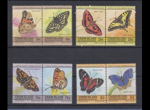 Grenadinen von St. Vincent Union Island Schmetterlinge Mi.-Nr. 94-101 Satz ** 