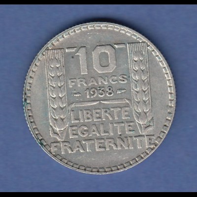 Frankreich Silbermünze 10 Francs 1938 Ag680 10g