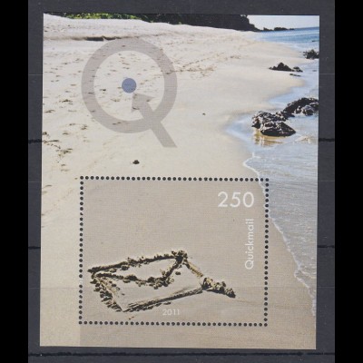 Schweiz moderne Privatpost QUICKMAIL Block Sandstrand mit Briefumschlag **