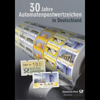 30 Jahre ATM Deutschland offizielles Faltblatt der Deutschen Post, A4-Format !