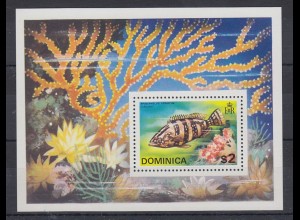 Dominica Mi.-Nr. Block 30 postfrisch ** / MNH Fisch