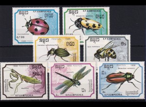 Kambodscha 1988 Mi.-Nr. 969-975 Satz postfrisch ** / MNH Insekten