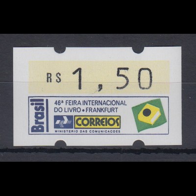 Brasilien ATM Frankfurter Buchmesse 1994 , Mi.-Nr. 6, Einzel-ATM 1,50 RS **