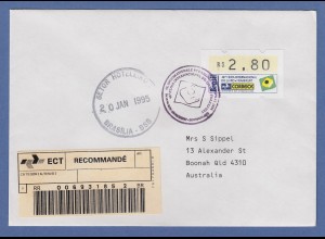 Brasilien ATM Frankfurter Buchmesse 1994 Mi.-Nr. 6 Wert 2,80 auf R-Brief O sw.