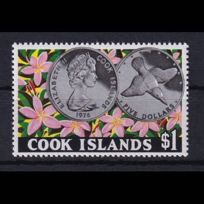 Cook Islands Mi.-Nr. 517 postfrisch ** / MNH Münzen und Blumen