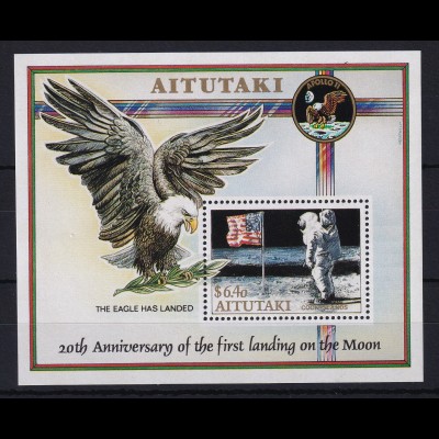 Aitutaki 1989 Mi.-Nr. Block 73 postfrisch **/ MNH 20. Jubiläum der Mondlandung