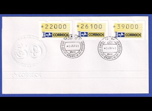 Brasilien 1993 ATM Postemblem Satz 22000-26100-39000 auf FDC mit O 4.10.93