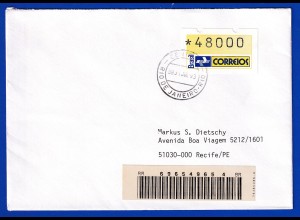 Brasilien 1993 ATM Postemblem Wert 48000 auf Inlands-R-Brief mit O 31.7.93