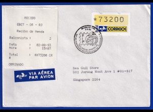 Brasilien 1993 ATM Postemblem Wert 73200 auf R-Brief, So.-O 2.8.93, mit AQ 