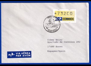 Brasilien 1993 ATM Postemblem Wert 73200 mit offener 0 auf R-Brief, mit AQ 