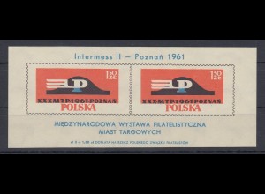 Polen / Polska 1961 Int. Briefmarkenausst. Intermess II Mi.-Nr. Block 25 ** 