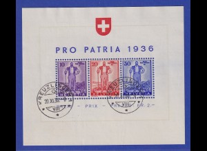 Schweiz 1936 Blockausgabe PRO PATRIA Mi.-Nr. Block 2 O in einwandfreier Qualität