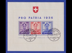 Schweiz 1936 Blockausgabe PRO PATRIA Mi.-Nr. Block 2 O, einwandfreie Qualität.