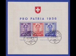 Schweiz 1936 Blockausgabe PRO PATRIA Mi.-Nr Block 2 O in einwandfreier Qualität.