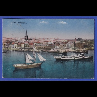 AK Kiel Panorama Hafen, gelaufen 1924