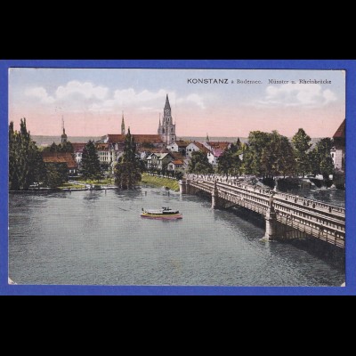 AK Konstanz am Bodensee Münster u. Rheinbrücke, gelaufen 1933