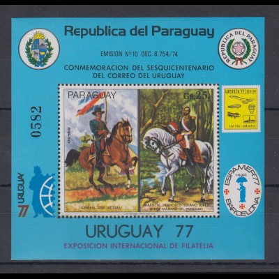 Paraguay Expo 1977 Uruguay Pferde Blockausgabe Mi.-Nr. Block 305 ** 