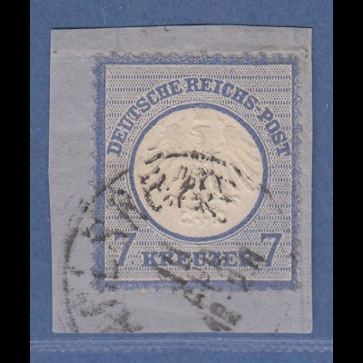 Deutsches Reich kleiner Brustschild 7 Kreuzer Mi-Nr 10 gest. auf Briefstück