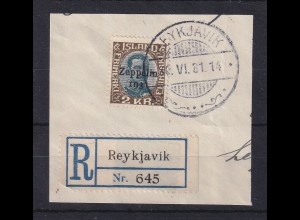 Island 1931 Zeppelin 2 Kr. Mi.-Nr. 149 gest. auf grossem Briefstück